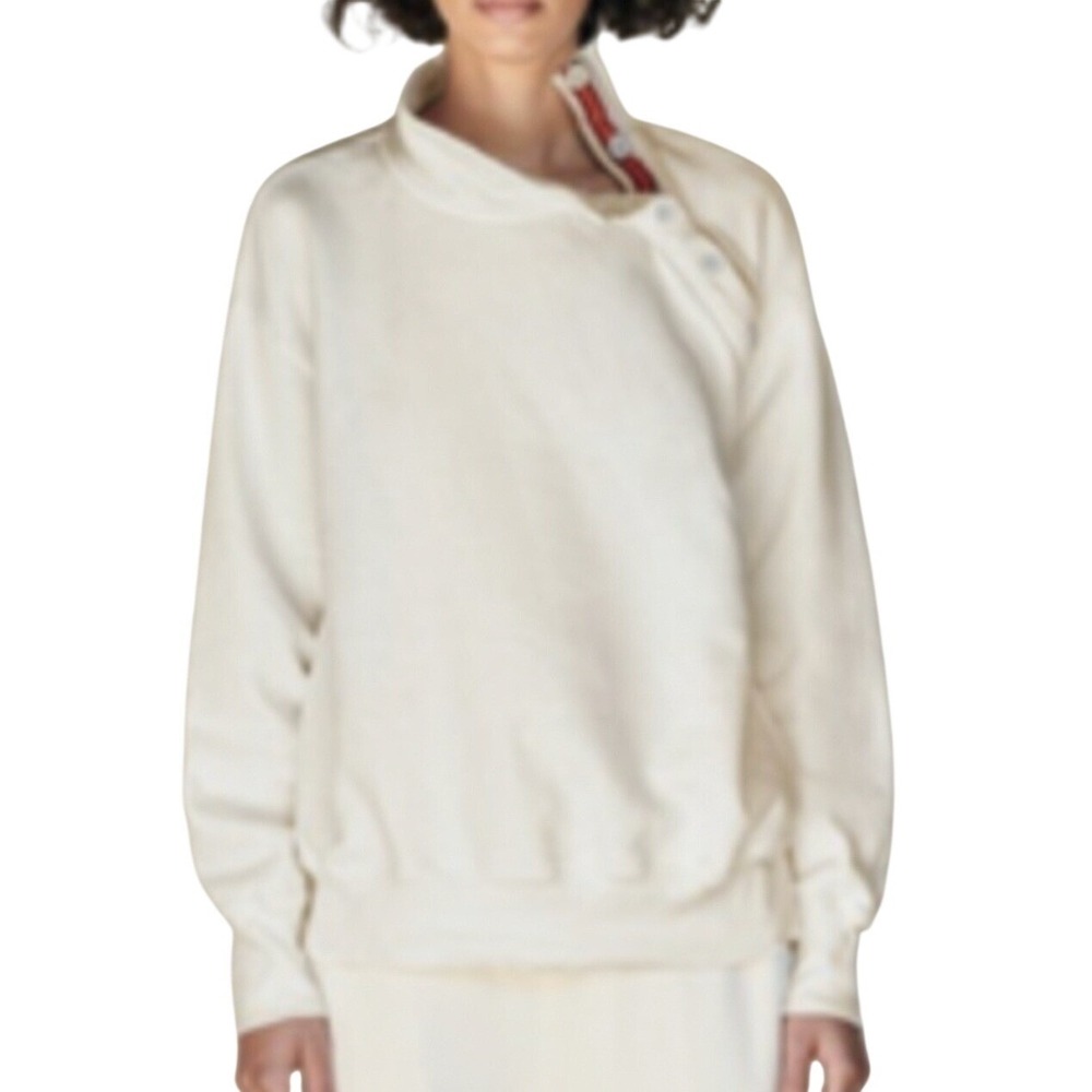 Sundry Fleece Pullover Women 2 or up to M Eggshell Button Neck NWT Anthropologie